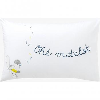 Vertbaudet funda de almohada marino Plaisir, algodón, blanco/gris, 41