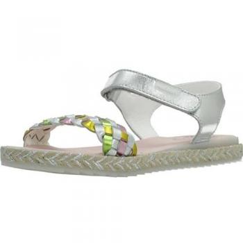 Sandalias Abiertas de Piel para Niña Pablosky con Cierre Adherente Color Plata 421850