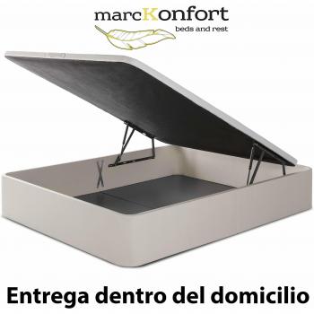 marckonfort Canapé abatible Space 135X190 tapizado con Piel sintética Color Piedra, Gran Capacidad 36 cm Altura Total y 29 cm Altura Interna