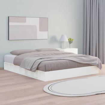Cama King Cuadrado Redondo Blanco 150x200 cm en Madera Maciza