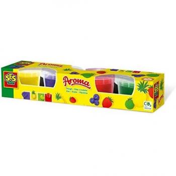 SES Creative 4 x 90 g Plastilina con aroma 4 x 90 g, color lila/gelb/grün/rot