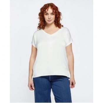 Camiseta de mujer semibrillante con cuello de pico