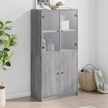 Aparador alto con puertas de madera gris Sonoma 68x37x142 cm Vidaxl