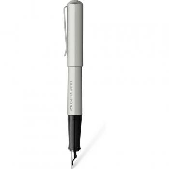 Pluma Estilográfica Faber-Castell Hexo Plumin Medio de Acero Inoxidable Negro Plata Mate