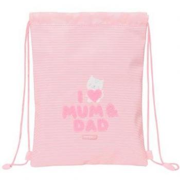 Safta Saco Plano Junior Love de Fácil Limpieza, Preescolar, 26x34x1cm, con Cordón Ajustable