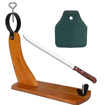 CUPERINOX Jamonero Profesional con Cuchillo Jamonero de Madera y Funda, Tabla Jamonera, Fabricado en España