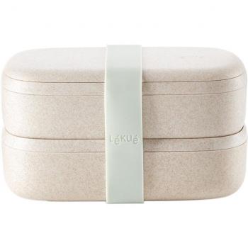 Lékué Lunch Box Organic To Go - Recipiente Doble Hermetico para Transportar Comida