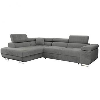 Sofá rinconero Comfivo S100, gris, 274 x 70 x 203 cm, función de descanso, caja de ropa de cama