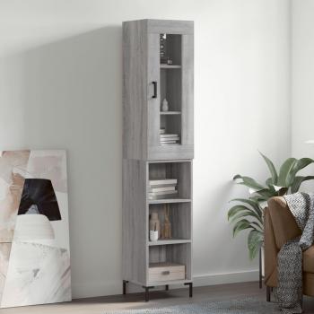 Aparador alto de madera contrachapada gris Sonoma 34,5x34x180 cm