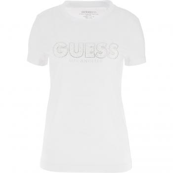 Camiseta Mujer Guess Sangallo - Elegante y Moderna Camiseta Elástica con Logotipo Frontal de Encaje