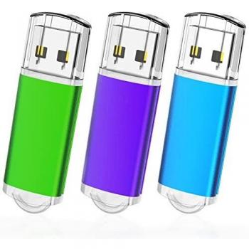 Memorias USB 32GB, TOPESEL Pendrives Flash 2.0 USB Sticks Flash Drives Llaves USB, Pack de 3 Unidades, 3 Colores Azul Verde Púrpura