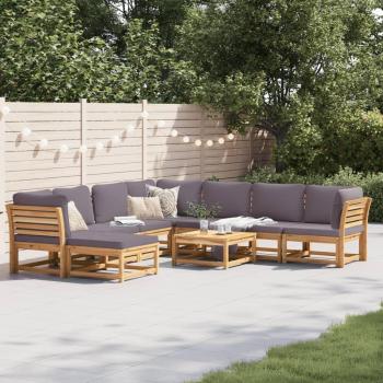 9-Piece Acacia Wood Garden Lounge Set with Cushions