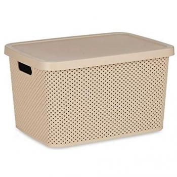 Caja de Almacenaje Kipit Beige con Tapa Plástico (28 x 22 x 39 cm)