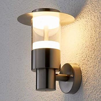 Lindby lámpara de pared exterior Anouk de acero inoxidable con LED, moderna, gris, 1 llama