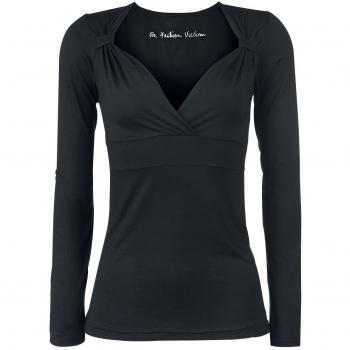 Fashion Victim Fashion V-Top Long Manga larga Mujer Negro