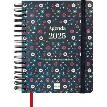 Agenda Finocam Vitae 16 meses 2024-2025 Semana Vista Horizontal Negro Multilingüe