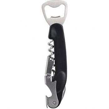 Sacacorchos Masterpro con Cortaprecintos y Abrebotellas de Acero Inoxidable Negro