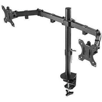 Soporte de Escritorio para Doble Monitor DELTACO GAM-040, Pantallas de 13 a 32, VESA 75x75/100x100, Color Negro
