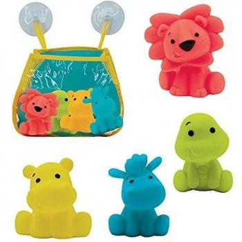 Ludi - 4 aspergores de animales para baño, plástico flexible, multicolor, 10 meses,