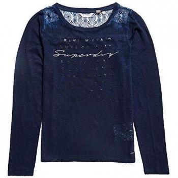 Superdry Camiseta de manga larga para mujer. Rinsed/Rinsed Navy XS