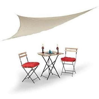 Vela Sombreante Triangular Beige 3.5 x 3.5 x 3.5 m con Cuerdas de Tensión para Jardín, Patio y Balcón