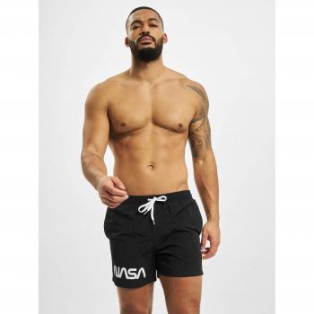 Mister Tee NASA Worm Logo Black Swim Shorts