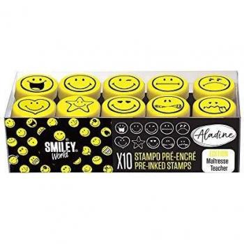 Aladine- Stampo Easy Smiley Juego de Sellos, Color Negro, Amarillo