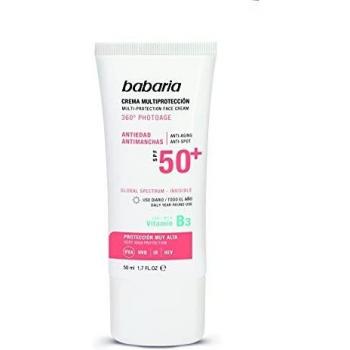 Babaria Crema Facial Multi Protectora Antiedad y Antimanchas Spf 50+, Fresco, 50 Ml