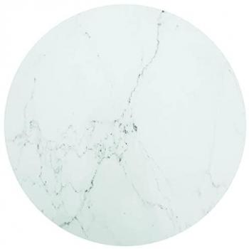 White Marble Design Round Tabletop Ø70x0.8 cm Tempered Glass