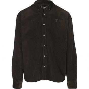 Ami Paris Men's Brown Corduroy Button-Down Shirt - Size XL