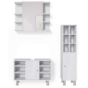 Conjunto de muebles de baño Fynn, Blanco, 3 piezas