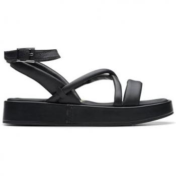 Clarks Alda Cross Black Leather Women's Slingback Sandals