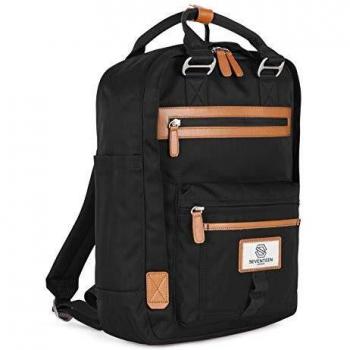 SEVENTEEN LONDON – Mochila Wimbledon Moderna, Simple y Unisex con un Acabado Negro y marrón al Estilo de una Mochila escandinava computadora portátil de hasta 13