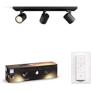 Foco Philips Hue Runner 3 luces con atenuador, color negro, Bluetooth y temperatura de luz ajustable (2200-6500K)