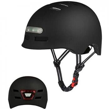 Casco de Bicicleta con LED Integrado y Casco de Ciclismo BMX Patin Casco Patinete Electrico Adulto con luz Trasera Ajustable Movilidad Urbana Bici Deporte CPSC y Certificado CE para Hombres y Mujeres