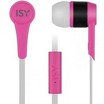 Auriculares con cable isy iie1101 rosa de boton