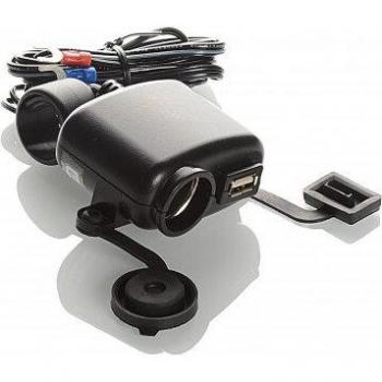 Toma de Corriente Booster USB/DC12 de 24V - Fuente de alimentación negra, compatible con sistemas de 12V y 24V