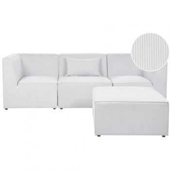 Sofá Modular 3 Plazas de Pana Off White con Reposapiés Lemvig