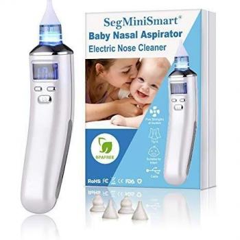 Aspirador Nasal para bebés, Aspiradores Nasales, Aspirador de Nasal Eléctrico, Pantalla LCD de carga USB con 5 niveles de succión 4 tamaños Puntas de silicona, Portátil aspirador nasal para recién