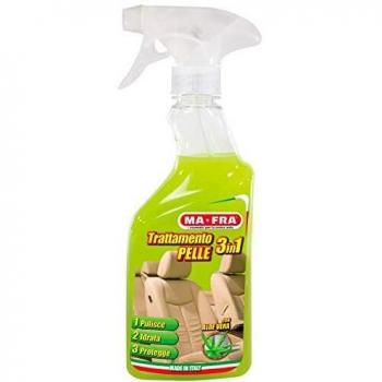 Ma-Fra HN059 Mafra, Cuidado de la Piel 3 en 1, Limpia, hidrata y Protege Las Superficies Interiores del Coche, con Aloe Vera y Cera Natural, Evita la formación de Arrugas o Grietas, tamaño 500 ml