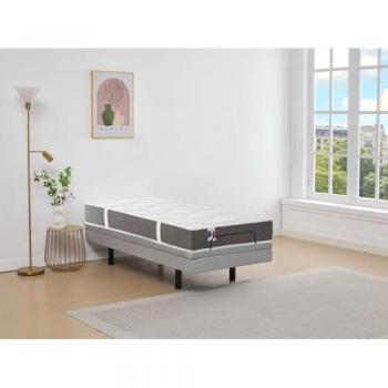 Cama eléctrica de relajación decorativa con colchón 100% látex de 3 zonas - 80 x 200 cm - Tela gris - Panisola
