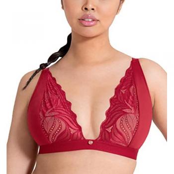 Scantilly by Curvy Kate Indulgence Non-Wired Bralette Bra - Red Polyamide - Medium Size