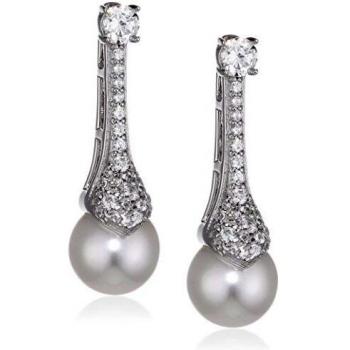 Diamonfire 925 Pearls Damen-Colgante de Plata rodiada con circonita Corte Brillante Blanco 65/1253/1/111