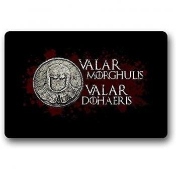 Felpudo no. 01 Valar Morghulis Valar Dohaeris fuentes Custom exterior/interior diseño de Felpudo machine-wahable neopreno Felpudo de goma 23,6 * 15,7 pulgadas