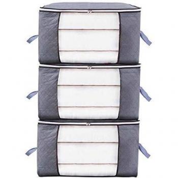 Niviy Bolsa de Almacenamiento de Edredón - Tela no tejida Debajo de la Cama Bolsa de Organizador para edredón Manta Ropa de temporada