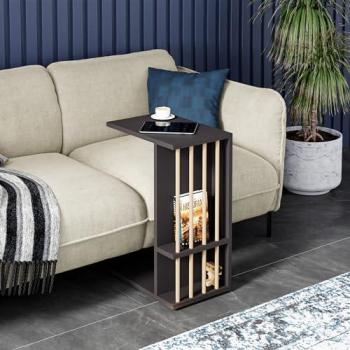 Mesa Auxiliar Siikainen con Ruedas Aglomerado 65x44x29cm - Negro, Versátil para Portátil y Almacenamiento