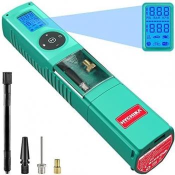 Compresor Aire Portatil 12V, HYCHIKA USB Carga, Inflador Ruedas Coche Recargable, 160 PSI, Pantalla LCD, Luz LED, Mini Bomba de Aire Automóvil para Coche, Bicicleta y Pelota