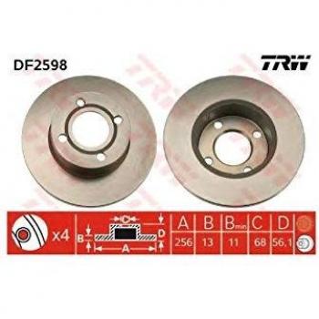 Disco de freno TRW DF2598 frente, completo, 1 pieza