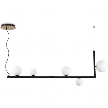 Lámpara colgante LED Birds 5 luces, metal negro, latón