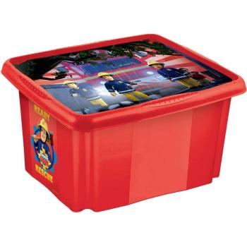 Caja de almacenamiento Keeper Sam el Bombero, 45 x 35 x 27 cm, rojo cereza, capacidad de 30 litros